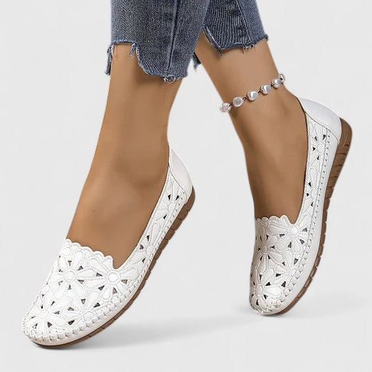 Lydia | Women's Perforated Slip On Flats - Image 3