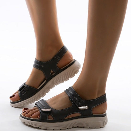 Maevis | Women's Open Toe Adjustable Strap Platform Sandal - Beige - Image 5