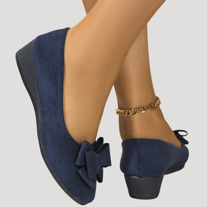 Magnolia | Women's Bow Wedge Flats - Black - Image 3
