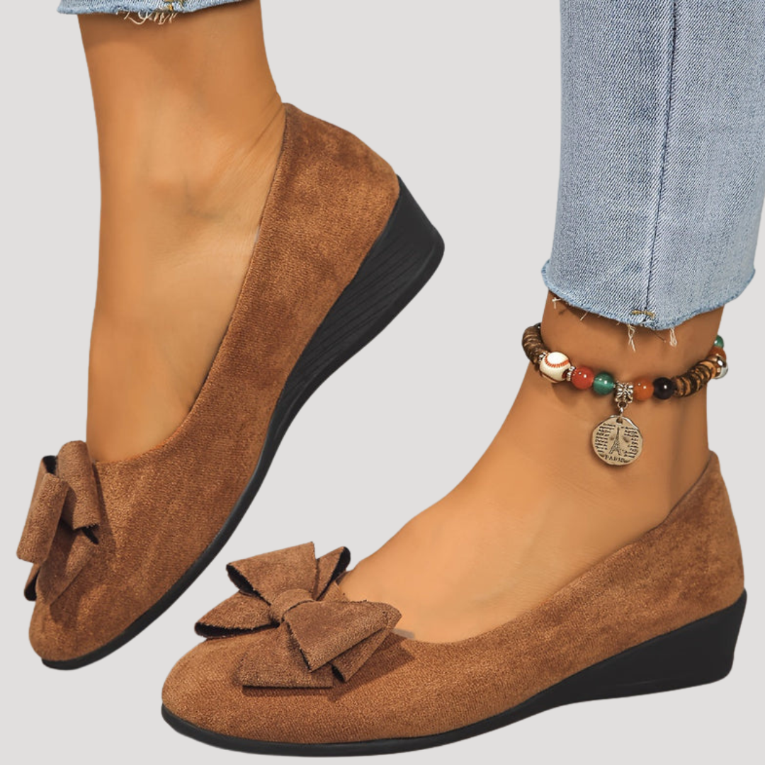 Magnolia | Women's Bow Wedge Flats - Black - Image 4
