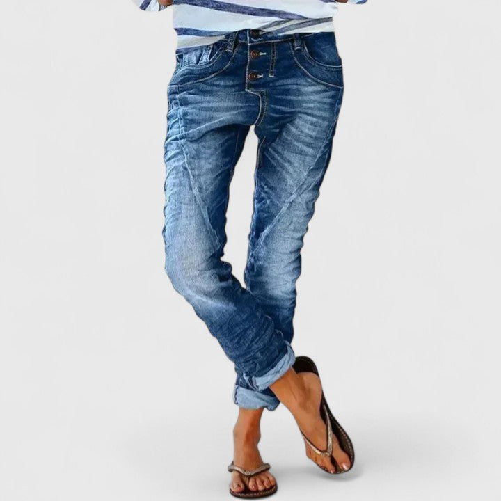 Marcella | Women's Distressed Wide Leg Jeans - Grey - Image 5