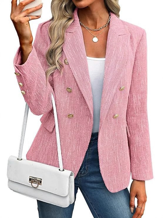 Margolaine | Women's Double Breasted Tailored Blazer - Light Blue - Image 11