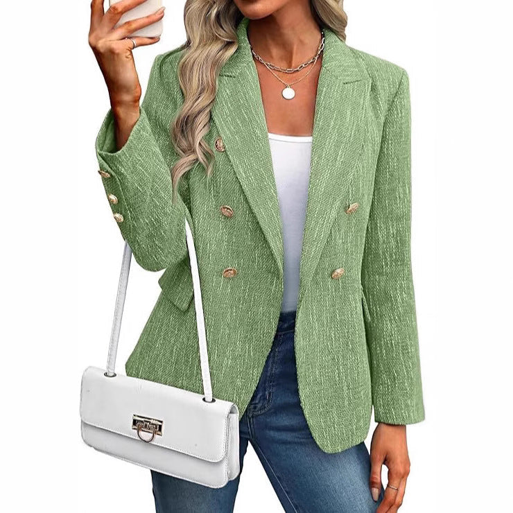 Margolaine | Women's Double Breasted Tailored Blazer - Light Blue - Image 6