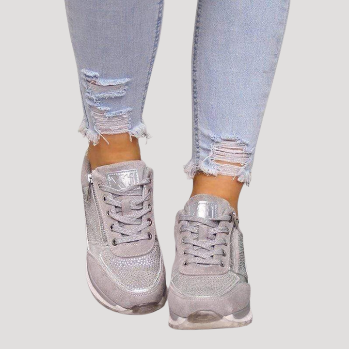 Margot | Women's Lace Up Walking Sneakers - Navy - Image 3