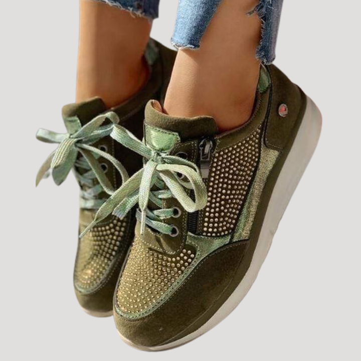 Margot | Women's Lace Up Walking Sneakers - Navy - Image 9