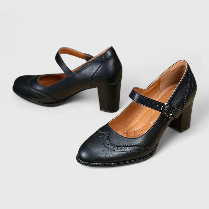 Meredith | Women's Mary Jane Block Heel Shoes - Brown - Image 10