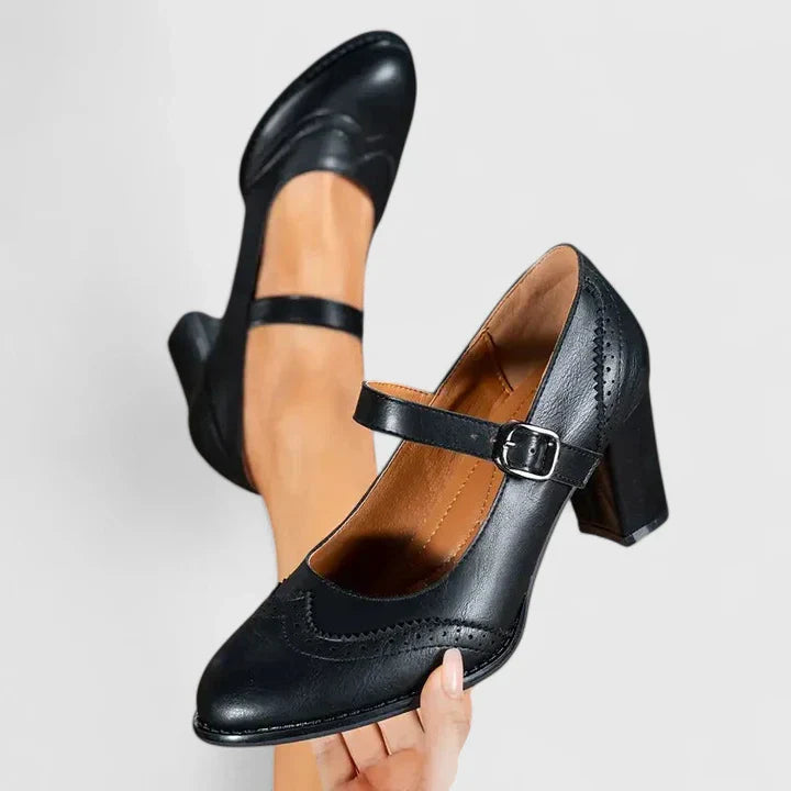 Meredith | Women's Mary Jane Block Heel Shoes - Brown - Image 4