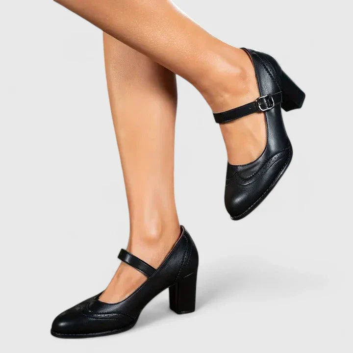 Meredith | Women's Mary Jane Block Heel Shoes - Brown - Image 5