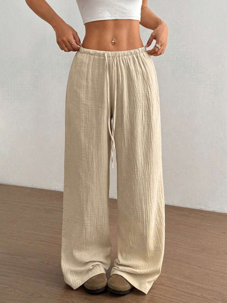 Mirabelle | Women's Wide Leg Drawstring Casual Pants - Image 11