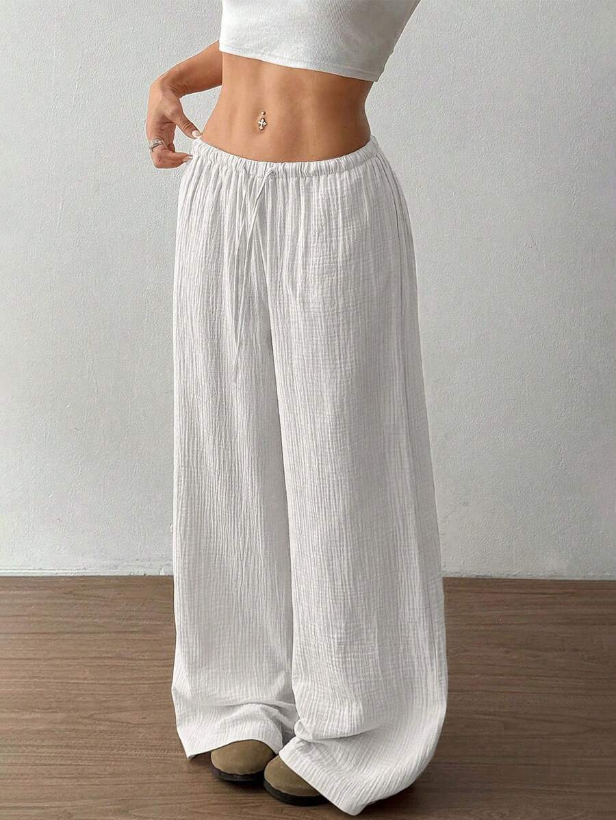 Mirabelle | Women's Wide Leg Drawstring Casual Pants - Image 3