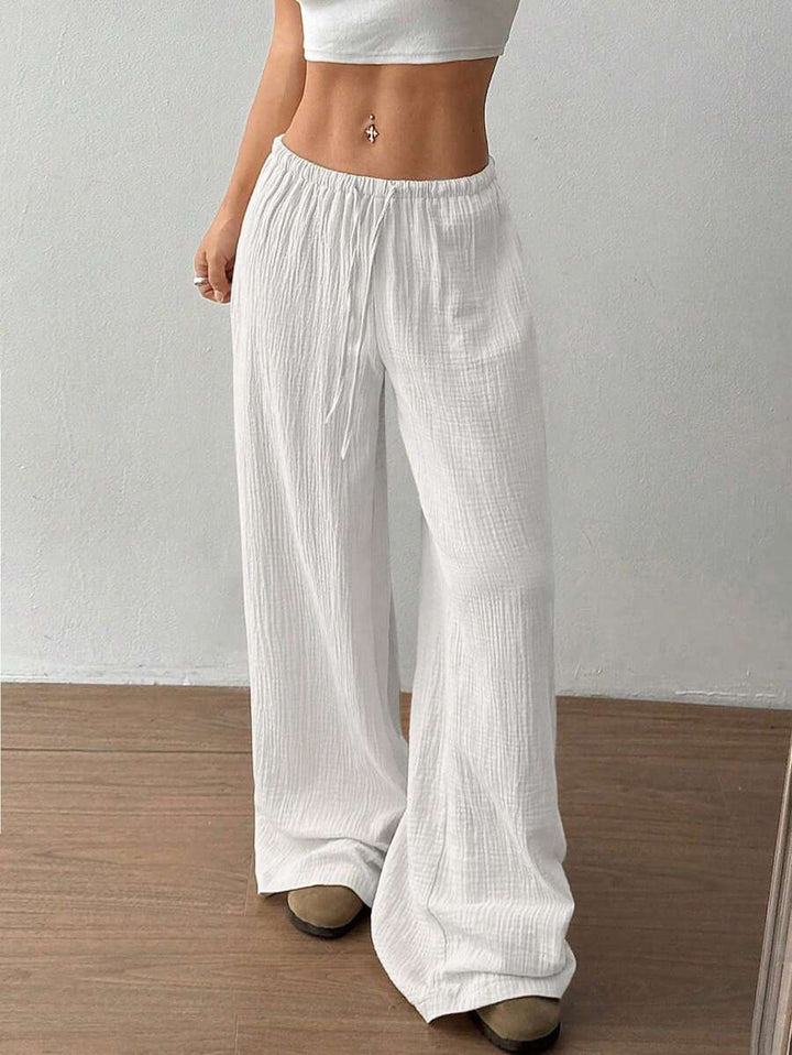 Mirabelle | Women's Wide Leg Drawstring Casual Pants - Image 7