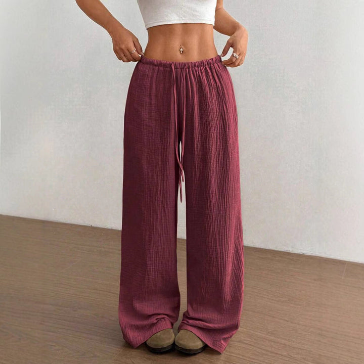 Mirabelle | Women's Wide Leg Drawstring Casual Pants - Image 9