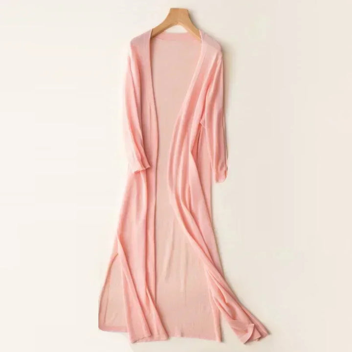 Miriam | Women's Open Front Long Sleeve Cardigan - Light Grey - Image 9