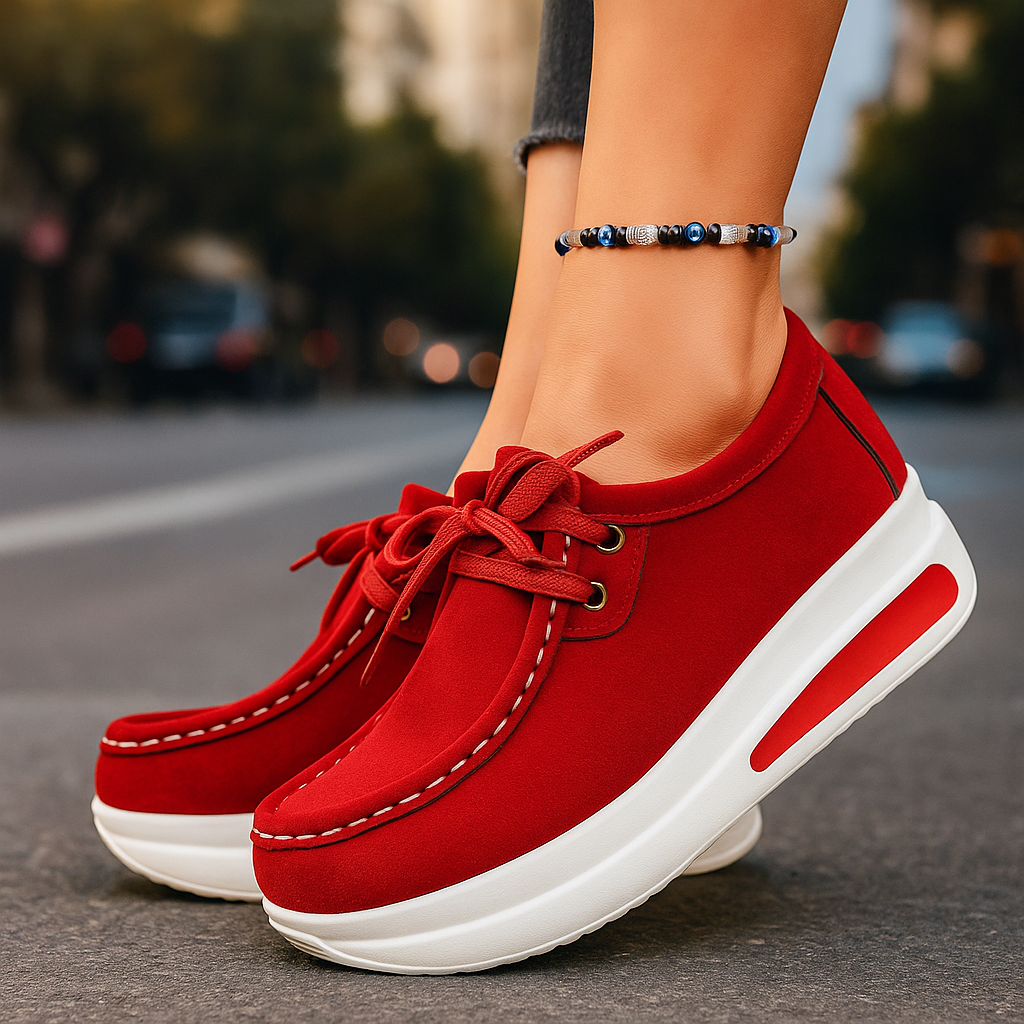 Nadia | Women's Platform Lace Up Sneakers - Brown - Image 6