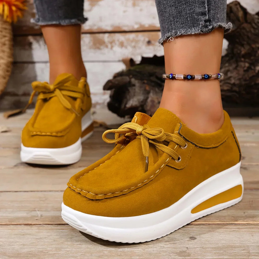 Nadia | Women's Platform Lace Up Sneakers - Brown - Image 7