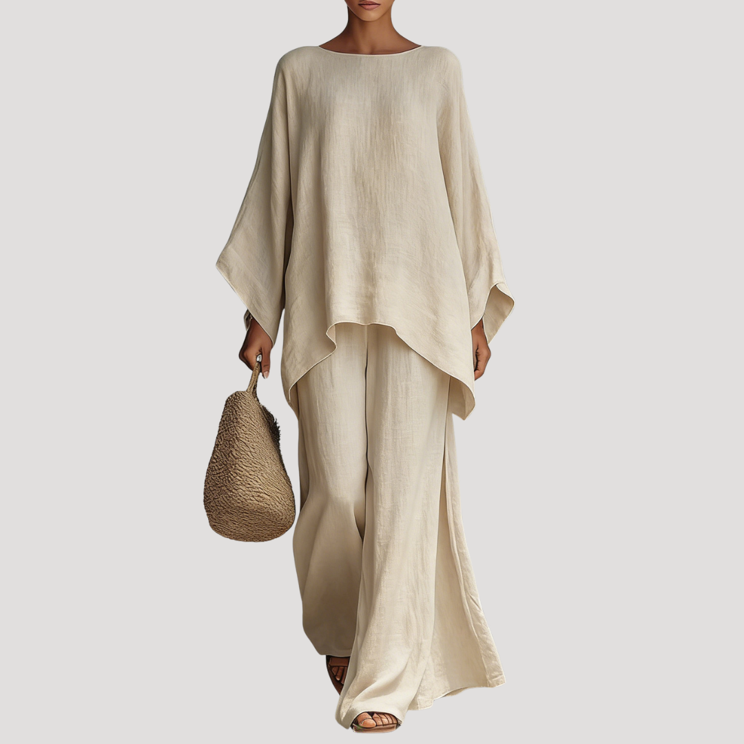 Nadia | Women's Relaxed Wide Leg Co Ord Set - White - Image 6