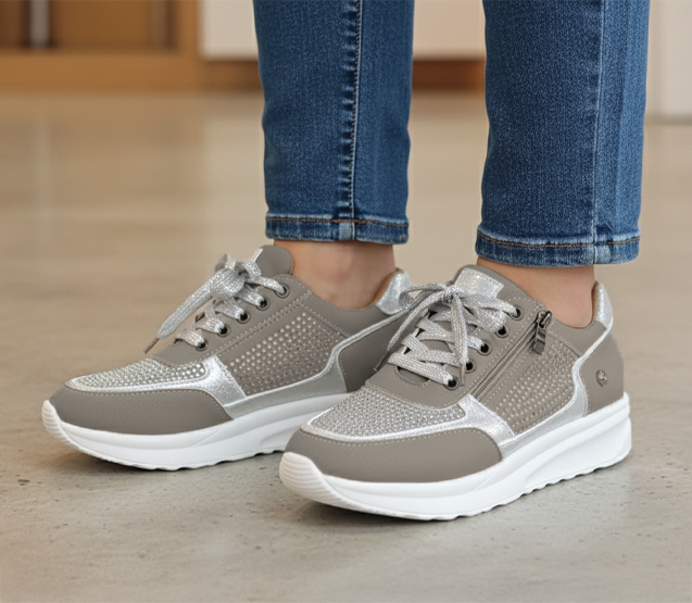 Nora | Women's Platform Lace Up Navy Sneakers - Navy - Image 4