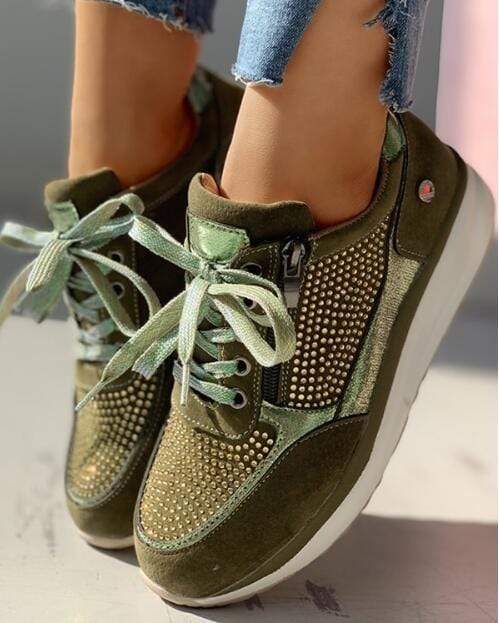 Nora | Women's Platform Lace Up Navy Sneakers - Navy - Image 6
