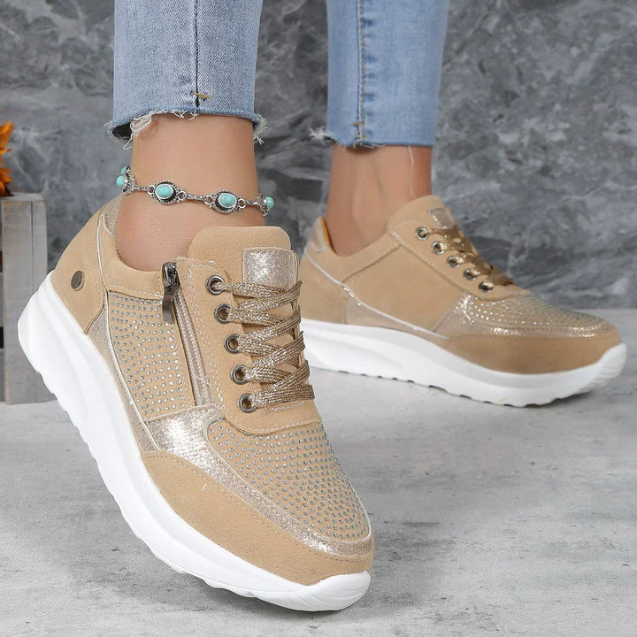 Nora | Women's Platform Lace Up Navy Sneakers - Navy - Image 7