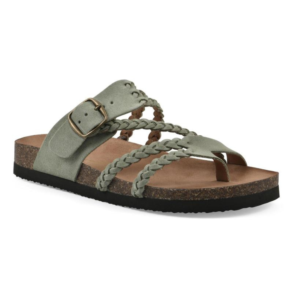 Octavia | Women's Braided Buckle Sandals - Green - Image 1