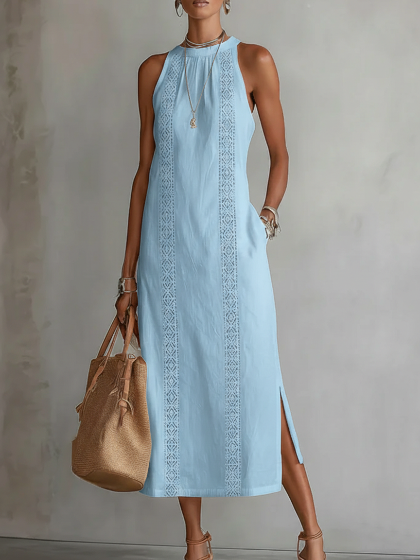 Octaviana | Women's Embroidered Sleeveless Midi Dress - White - Image 9