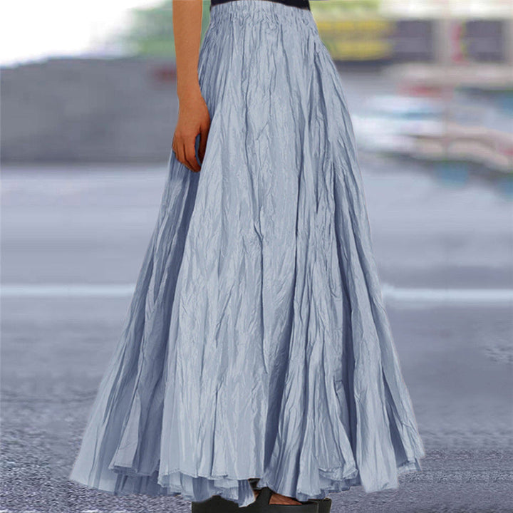 Ondine | Women's Flowy Pleated A-Line Maxi Skirt - Khaki - Image 12