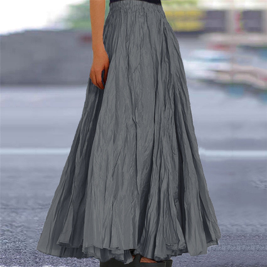Ondine | Women's Flowy Pleated A-Line Maxi Skirt - Khaki - Image 13