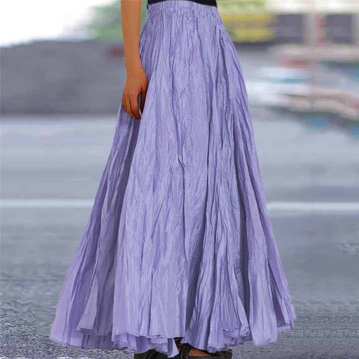 Ondine | Women's Flowy Pleated A-Line Maxi Skirt - Khaki - Image 17
