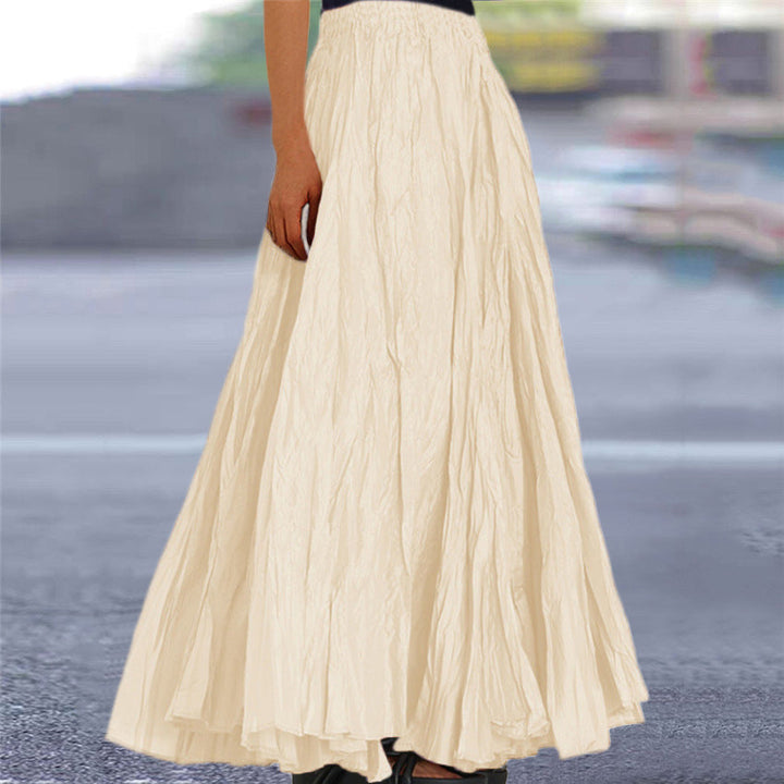 Ondine | Women's Flowy Pleated A-Line Maxi Skirt - Khaki - Image 20