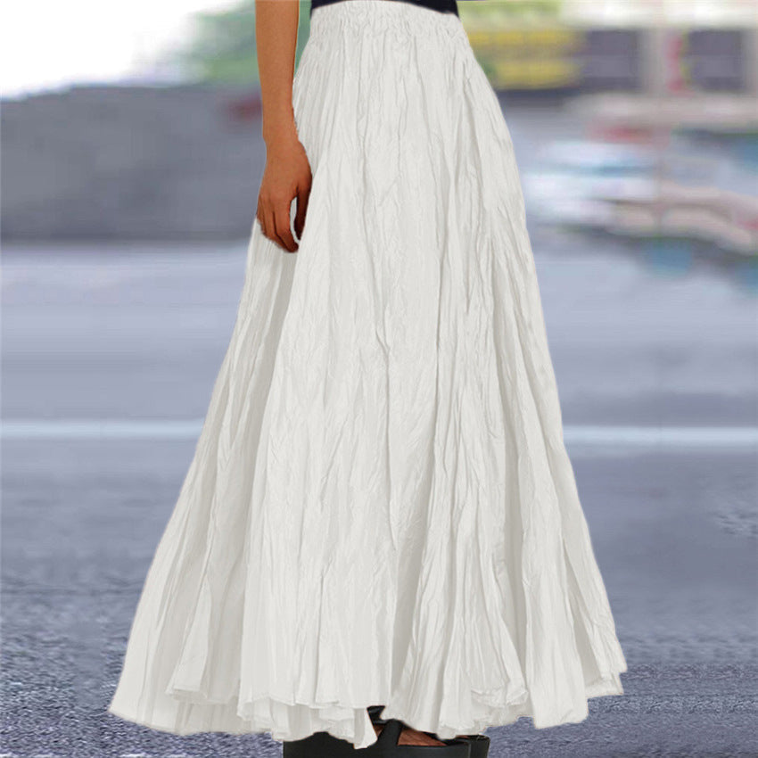 Ondine | Women's Flowy Pleated A-Line Maxi Skirt - Khaki - Image 3