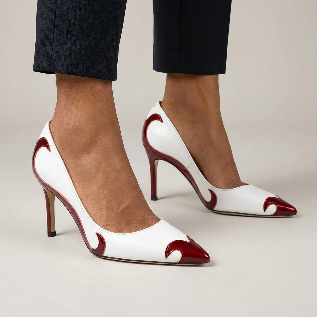 Ottoline | Women's Pointed Toe Stiletto Pumps - White - Image 9