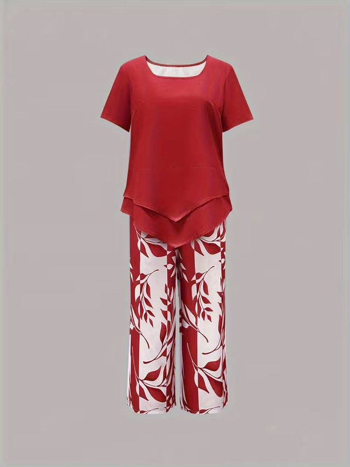 Primrose | Women's Leaf Print Two Piece Set - Green - Image 11