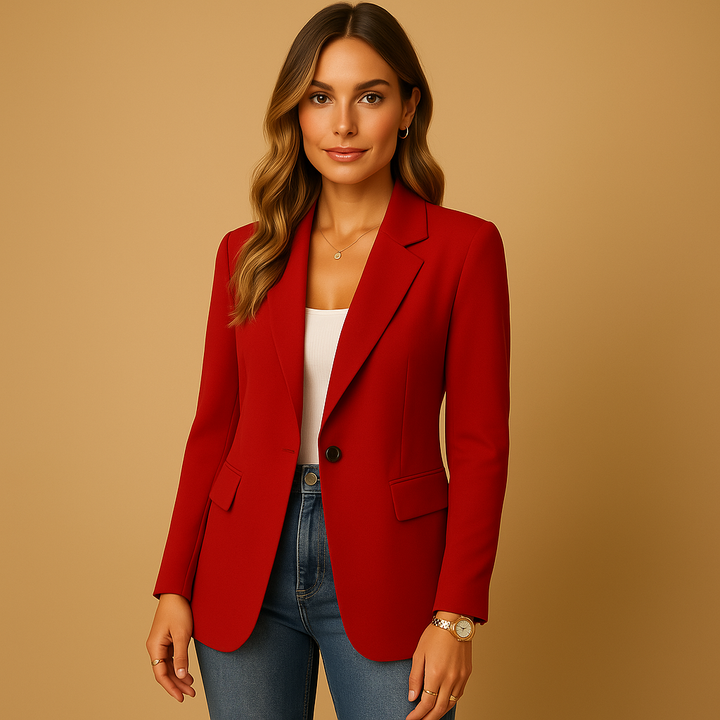 Reina | Women's Single Breasted Tailored Blazer - White - Image 3