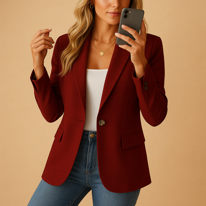 Reina | Women's Single Breasted Tailored Blazer - White - Image 5