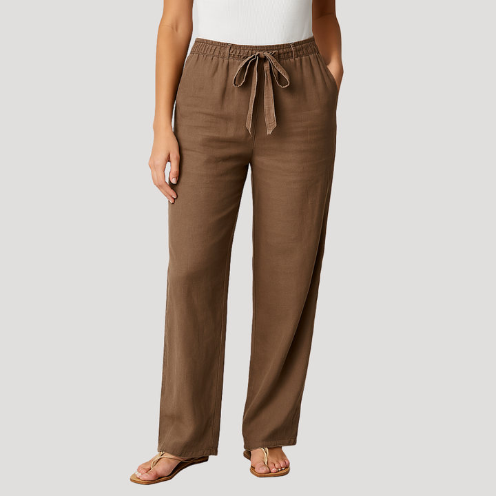 Reyna | Women's Drawstring Wide Leg Pants - Navy - Image 2