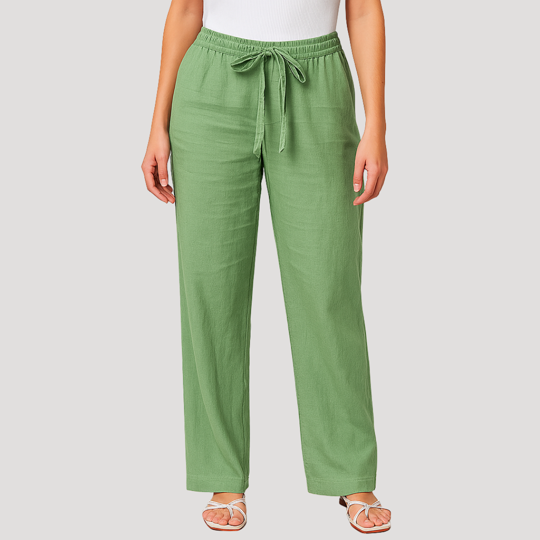 Reyna | Women's Drawstring Wide Leg Pants - Navy - Image 3