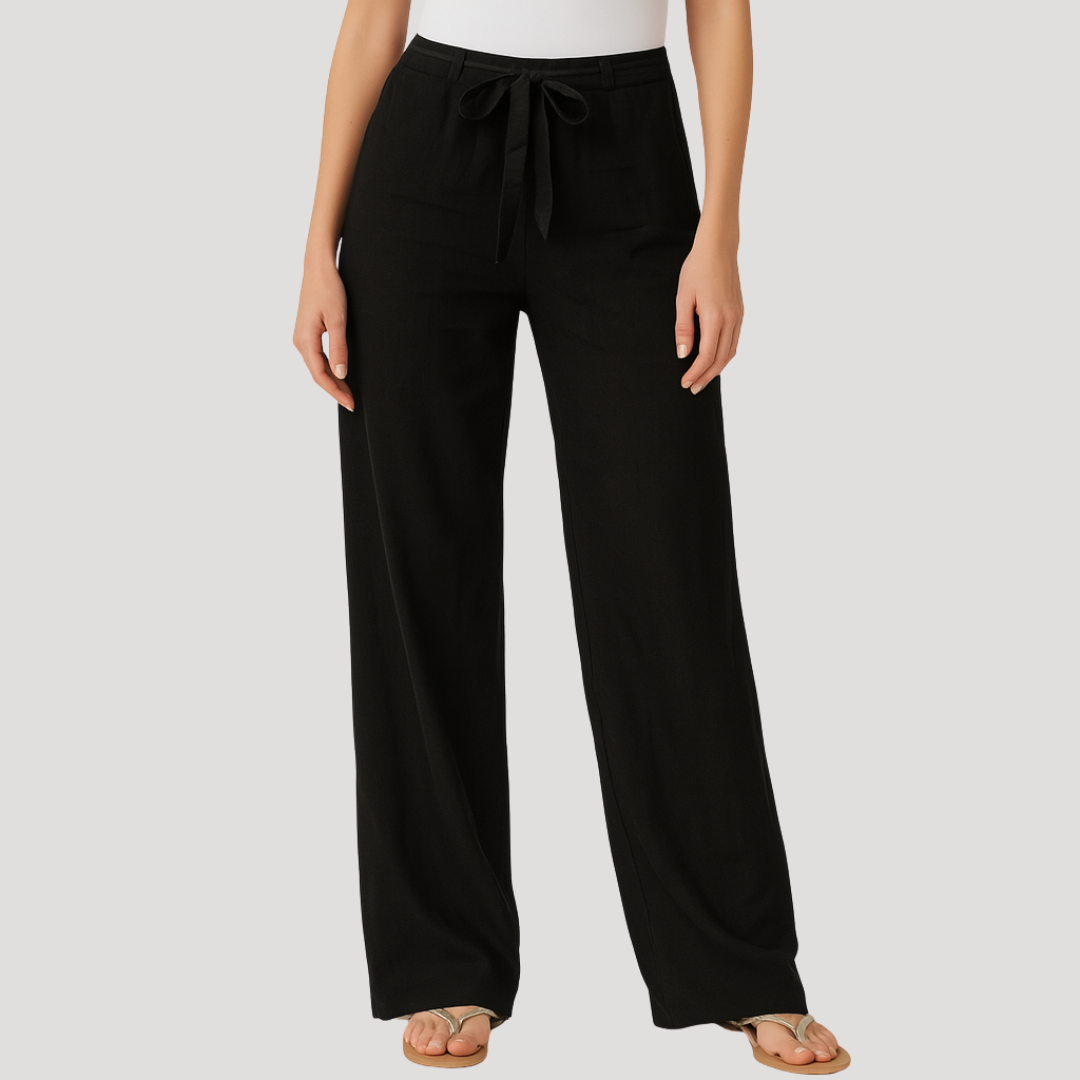 Reyna | Women's Drawstring Wide Leg Pants - Navy - Image 4