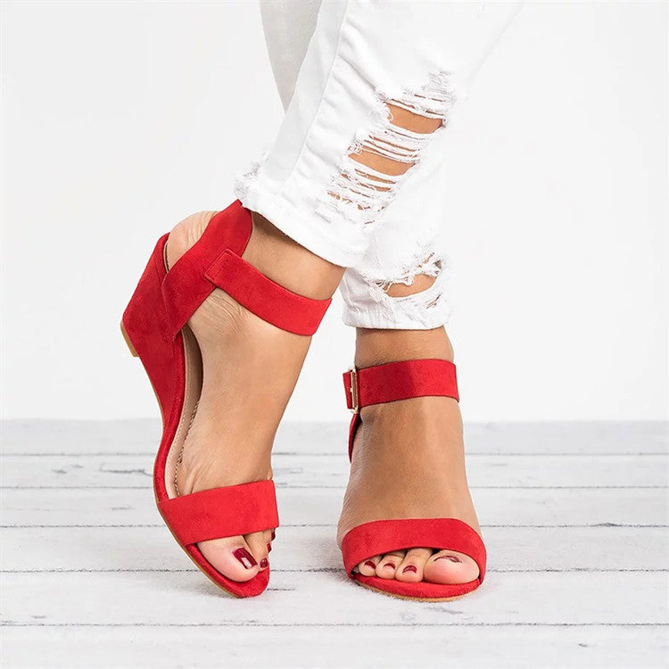 Ronni | Women's Open Toe Wedge Ankle Strap Sandal - Black - Image 2