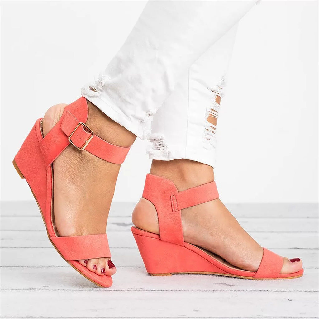 Ronni | Women's Open Toe Wedge Ankle Strap Sandal - Black - Image 3