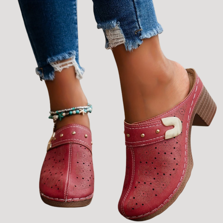 Rosabelle | Women's Heeled Clog Mule - Black - Image 3