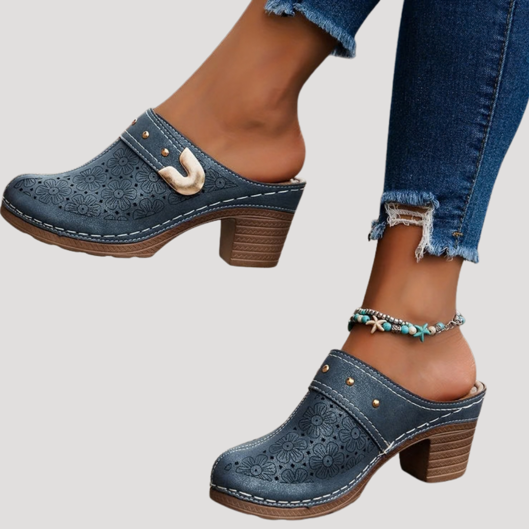 Rosabelle | Women's Heeled Clog Mule - Black - Image 4
