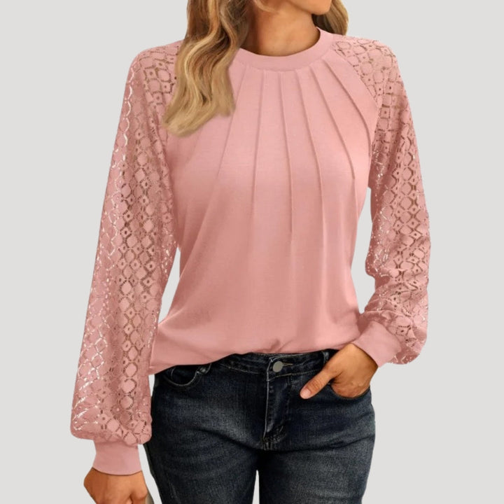 Roswyn | Women's Round Neck Lace Sleeve Blouse - Image 1