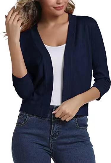 Scarlett | Women's Open Front 3/4 Sleeve Cardigan - Black - Image 10