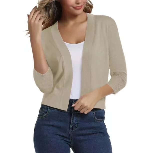 Scarlett | Women's Open Front 3/4 Sleeve Cardigan - Black - Image 11