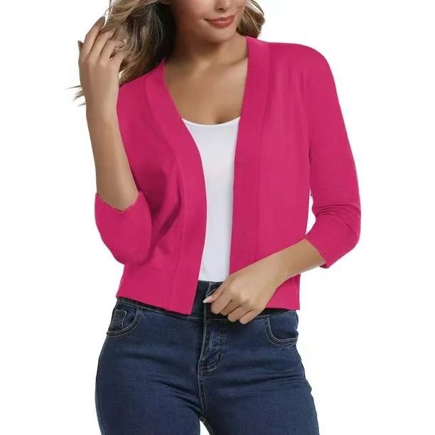 Scarlett | Women's Open Front 3/4 Sleeve Cardigan - Black - Image 12