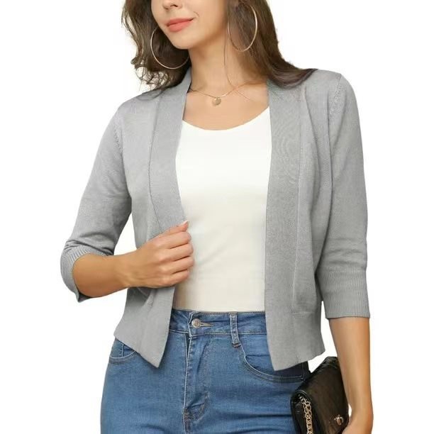 Scarlett | Women's Open Front 3/4 Sleeve Cardigan - Black - Image 13