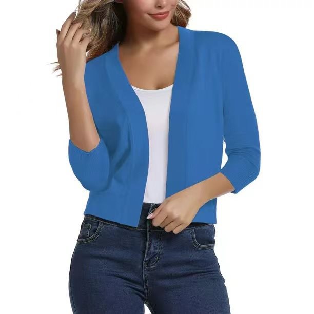 Scarlett | Women's Open Front 3/4 Sleeve Cardigan - Black - Image 15