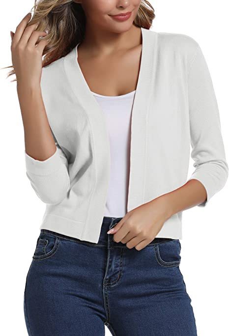 Scarlett | Women's Open Front 3/4 Sleeve Cardigan - Black - Image 17