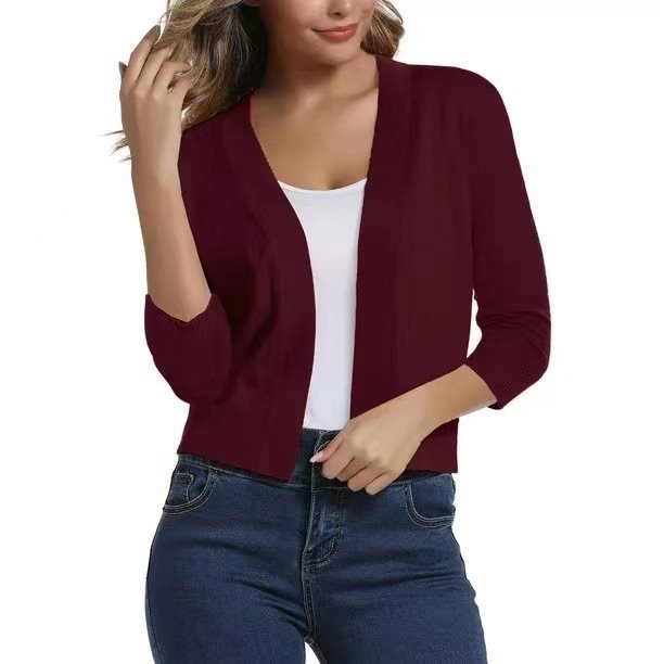 Scarlett | Women's Open Front 3/4 Sleeve Cardigan - Black - Image 18