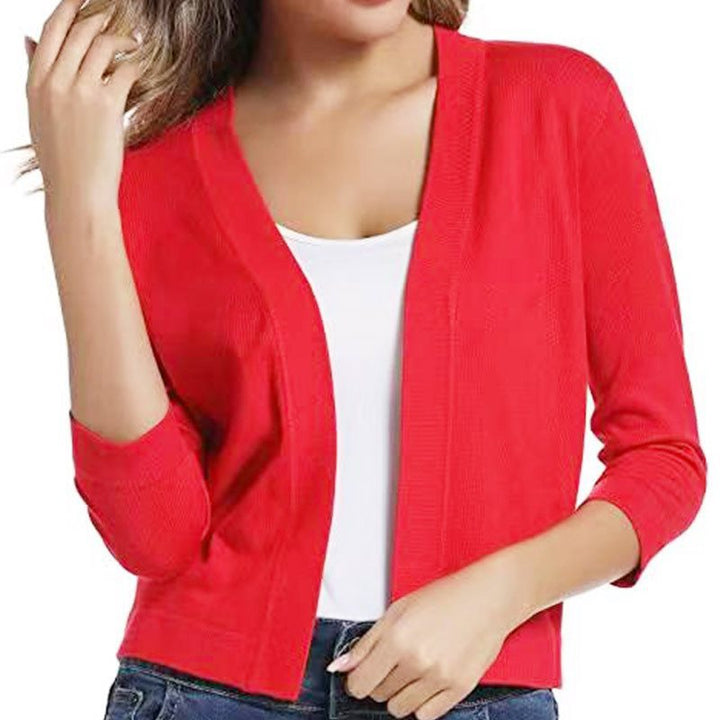 Scarlett | Women's Open Front 3/4 Sleeve Cardigan - Black - Image 19
